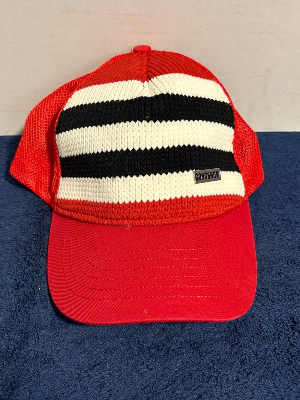 Gongshow Red White Black Striped Baseball Shotblocker Hat Cap SnapBack Hockey OS